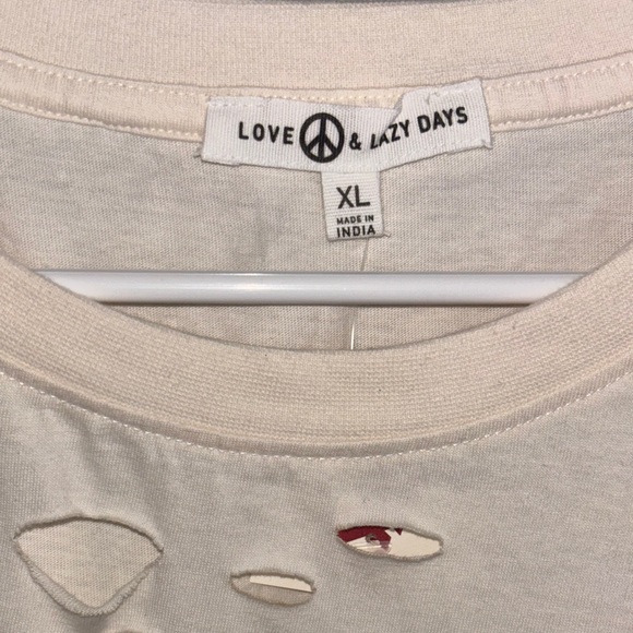 NWT love peace and lazy days cropped top with distressing in apricot antique XL! - Picture 12 of 16